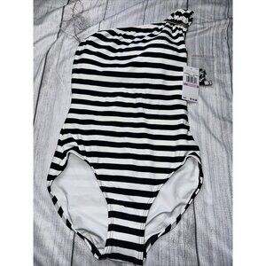 Michael Kors Women’s 6 Striped One Shoulder One Piece Swimsuit Striped NEW
